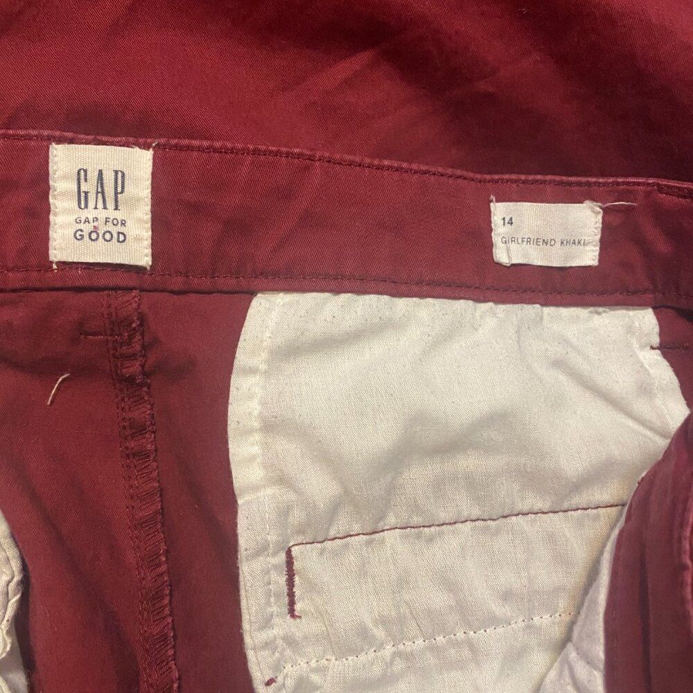 GAP Burgundy Girlfriend Khaki ankle pants, size 14 - Picture 3 of 4